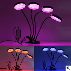 360º 4 x Φωτιστικό 60W LED Ανάπτυξης & Καλλιέργειας Φυτών Full Spectrum Λάμπα Θερμοκηπίου Εσωτερικού Χώρου - Plant Grow Panel Light