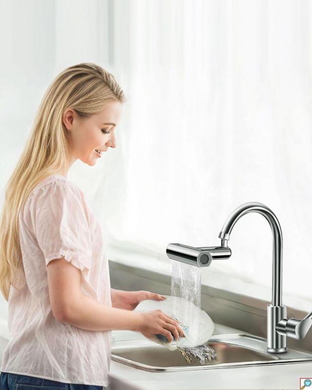 360° Περιστρεφόμενη Επέκταση Βρύσης Νεροχύτη Κουζίνας με 4 Επιλογές Ροής