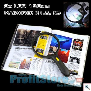 Μεγάλος Μεγεθυντικός Φακός Χειρός 138mm x1,8 με Ισχυρό Led Φωτισμό 