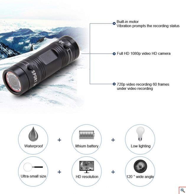 Αδιάβροχη Sport Κάμερα Δράσης Full HD 1080p Fish Eye - Action Camera με Αξεσουάρ για Κράνος & Τιμόνι Ποδηλάτου / Μηχανής