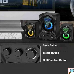 Aerbes Σετ 2 Ηχείων με Subwoofer 2.1 USB με RGB Φωτισμό για Υπολογιστές & Τηλεοράσεις