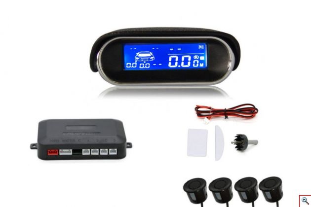 4 Οπίσθιοι Αισθητήρες Παρκαρίσματος Αυτοκινήτου 12V με Ψηφιακή Οθόνη LED & Βομβητή Ήχου - Parking Sensors - Μαύρο