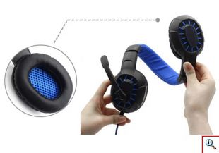 Gaming Ρυθμιζόμενα - Ελαστικά Ακουστικά Κεφαλής με Μικρόφωνο Jack 3,5mm On Ear για Υπολογιστή - Ενσύρματα PC& PS4 Headset Μπλε 