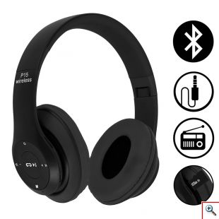 Ασύρματα & Ενσύρματα On-Ear Αναδιπλούμενα Ακουστικά Bluetooth, Aux, Handsfree - Wireless Headphones Μαύρο