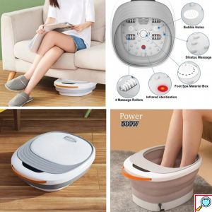 Αναδιπλούμενο Θερμαινόμενο Ποδόλουτρο - Μασάζ Ποδιών 500W 6L με Λαβή Μεταφοράς & Συσκευή Καθαρισμού