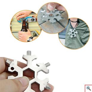 Πολυλειτουργικό 18 σε 1 Φορητό Εργαλείο - Ανοιχτήρι σε Σχήμα Νιφάδας Χιονιού με Μπρελόκ