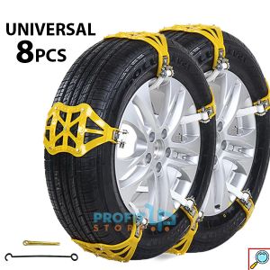 Σετ 8 Πλαστικές Universal Αντιολισθητικές Αλυσίδες με 5 Μεταλλικά Σημεία Επαφής & Καστάνια Σύσφιξης 165mm-270mm - Χιονιού - Δρόμου - Λάσπης για κάθε Αυτοκίνητο Κίτρινες