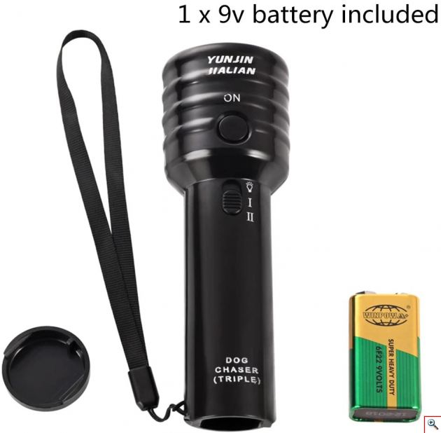 Ηλεκτρονικός Απωθητής - Εκπαιδευτής Σκύλων με Τριπλό Σύστημα με Υπερήχους και Τριπλό Φακό 