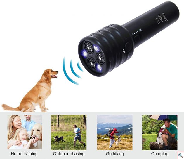 Ηλεκτρονικός Απωθητής - Εκπαιδευτής Σκύλων με Υπερήχους και Τριπλό Φακό 