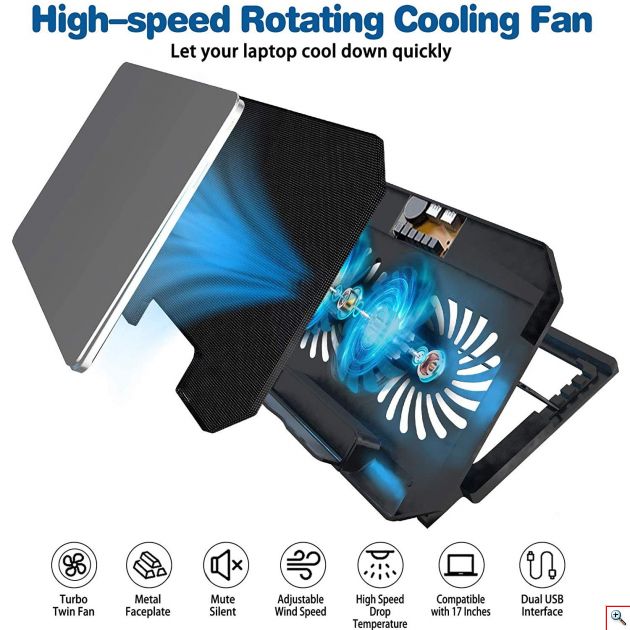 Πολυλειτουργική Βάση Φορητού Υπολογιστή με Ανεμιστήρα USB & LED Φωτισμό - Notebook Cooler SHAOYUNDIAN 