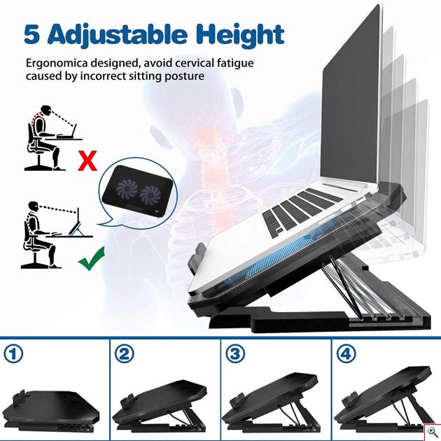 Πολυλειτουργική Βάση Φορητού Υπολογιστή με Ανεμιστήρα USB & LED Φωτισμό - Notebook Cooler SHAOYUNDIAN 