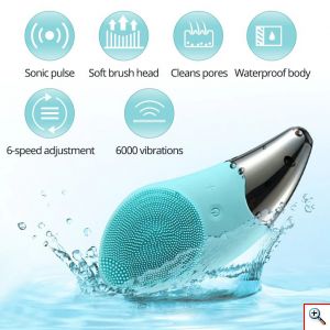 Βούρτσα Σιλικόνης με Επιδερμικούς Ηχητικούς Παλμούς για Άψογο Καθαρισμό & Μασαζ Προσώπου - Sonic Facial Brush 