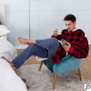 Cuddlez Φλις Κουβέρτα με Μανίκια, Κουκούλα & Ζεστό Γουνάκι - Oversized Φούτερ για το σπίτι