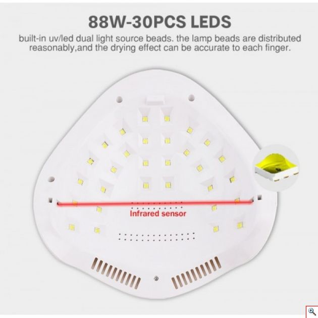Επαγγελματικό Φουρνάκι Νυχιών SUN H9 Plus με UV LED 88W - Αυτόματη Ενεργοποίηση & Απενεργοποίηση