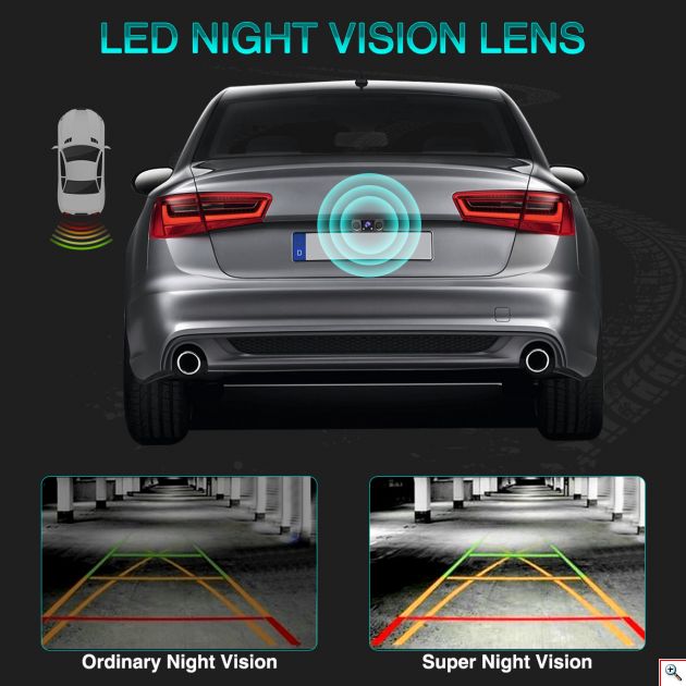 Κάμερα Οπισθοπορείας με 2 Αισθητήρες Παρκαρίσματος Υψηλής Ευαισθησίας, Ηχητική Ειδοποίηση & Νυχτερινή Λήψη - Backview Camera w/ Parking Sensors