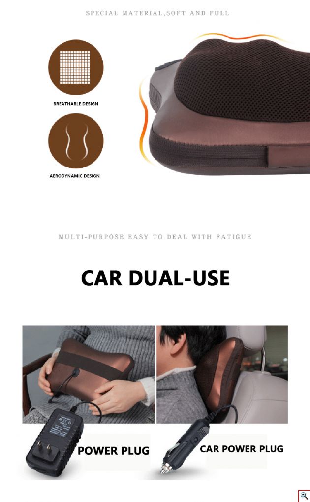 Ηλεκτρικό Θερμαινόμενο Μαξιλάρι Μασάζ Shiatsu Αυχένα για Σπίτι & Αυτοκίνητο