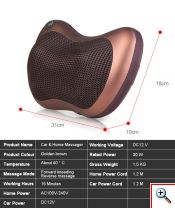 Ηλεκτρικό Θερμαινόμενο Μαξιλάρι Μασάζ Shiatsu Αυχένα για Σπίτι & Αυτοκίνητο