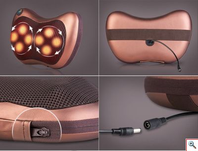 Ηλεκτρικό Θερμαινόμενο Μαξιλάρι Μασάζ Shiatsu Αυχένα για Σπίτι & Αυτοκίνητο