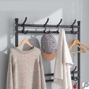 Μεταλλική Ραφιέρα Παπουτσοθήκη 5 Επιπέδων & Κρεμάστρα Εισόδου, Τουαλέτας Μπάνιου για Παλτά, Μπουφάν & Καπέλα Έπιπλο Εισόδου 170x60x29cm