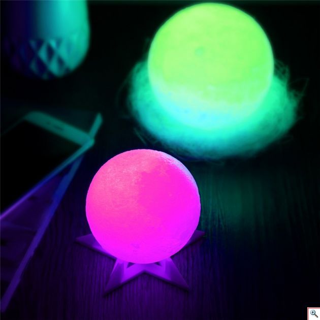 Τηλ/μενο Ανάγλυφο Φωτιστικό Αφής 3D Φεγγάρι Moon Light RGB LED Επαναφορτιζόμενο με 16 Αποχρώσεις & 4 Προγράμματα