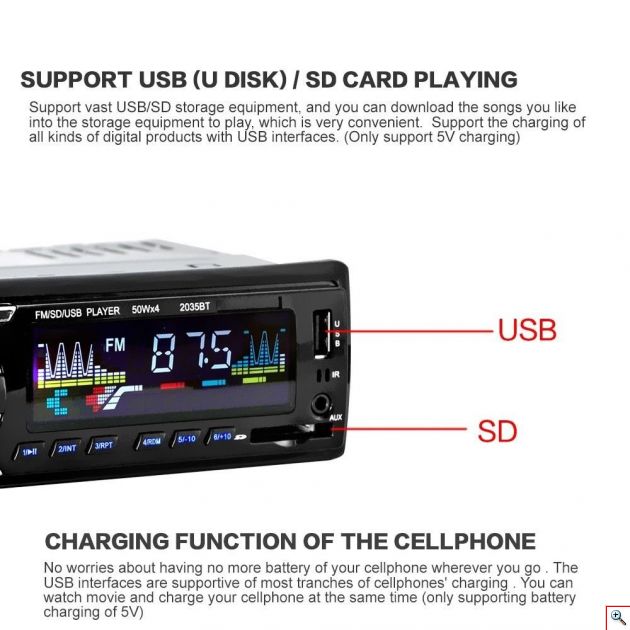 Ασύρματο Radio Mp3 Player Handsfree Αυτοκινήτου με Bluetooth USB/SD/FM, AUX Input, Τηλεχειριστήριο & Μικρόφωνο