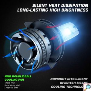 2x Novsight Λαμπτήρες LED Φώτα Πορείας Αυτοκινήτου 12/24V H13 120W (2x60W) 22000LM 6500K IP68 A500 N37