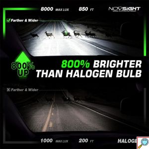 2x Novsight Λαμπτήρες LED Φώτα Πορείας Αυτοκινήτου 12/24V H4 120W (2x60W) 22000LM 6500K IP68 A500 N37