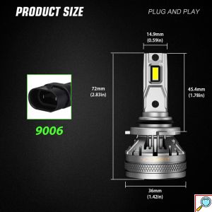 2x Novsight Λαμπτήρες LED Φώτα Πορείας Αυτοκινήτου 12/24V HB4 9006 120W (2x60W) 22000LM 6500K IP68 A500 N37