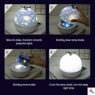 LED Παιδικό Νυχτερινό Φωτιστικό - Προτζέκτορας με 5 Slides - Night Light Projector 