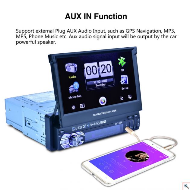 Ηχοσύστημα Multimedia Οθόνη Αφής Αυτοκινήτου 1 DIN 7inc Bluetooth Handsfree MP4/MP3/USB/SD/AUX/MIC/TV με Τηλεχειριστήριο & Θύρα για Κάμερα Οπισθοπορείας