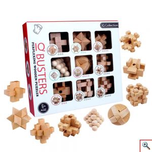 Ξύλινα Παραδοσιακά Κινέζικα Παιχνίδια – Σετ Παζλ με 9 Σχέδια Σπαζοκεφαλιές IQ Collection Busters