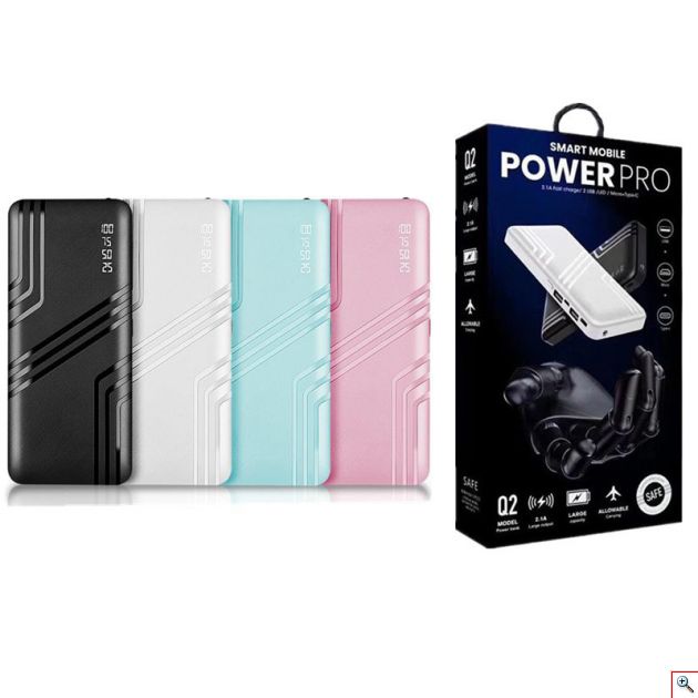 Power Bank 9600mAh - Μπαταρία για Κινητά, Κάμερες και Tablet 2 USB με Τριπλό Καλώδιο - Power Pro Ροζ