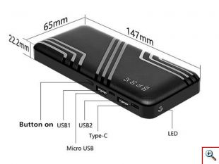 Power Bank 10000mAh - Μπαταρία για Κινητά, Κάμερες και Tablet 2 USB με Τριπλό Καλώδιο - Power Pro Ροζ