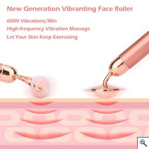 Συσκευή με Ορυκτό Χαλαζία & Δονήσεις για Μασάζ Προσώπου - Facial Massage Roller