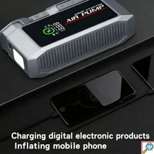 4 σε 1 Φορητός Εκκινητής Μπαταρίας 12V με Αεροσυμπιεστή, Power Bank 8000 mAh & Φακό LED