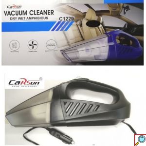 Carsun® Σκουπάκι Αυτοκινήτου Στερεών / Υγρών με Καλώδιο Αναπτήρα 12V Μαύρο