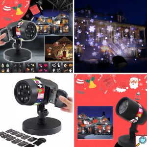 Νυχτερινός Γιορτινός Φωτισμός με 12 Θέματα Star Slides Projector για Χριστούγεννα, Πάσχα, Απόκριες, Άγιο Βαλεντίνο & Γενέθλια - Προβολέας Προτζέκτορας Σλάηντς