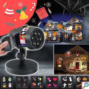 Νυχτερινός Γιορτινός Φωτισμός με 12 Θέματα Star Slides Projector για Χριστούγεννα, Πάσχα, Απόκριες, Άγιο Βαλεντίνο & Γενέθλια - Προβολέας Προτζέκτορας Σλάηντς