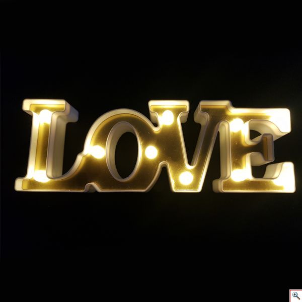 Διακοσμητικό Επιτραπέζιο Φωτιστικό LED Love Λευκό-Χρυσό