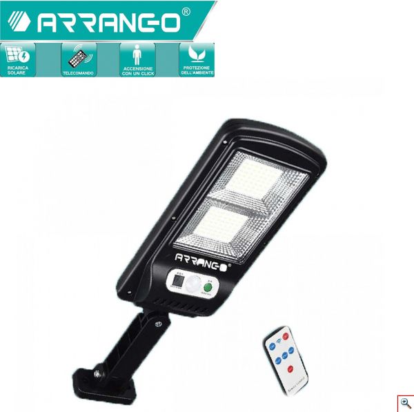 ARRANGO® Επιτοίχιος Αδιάβροχος Ηλιακός LED Προβολέας - Φωτιστικό Δρόμου με Αισθητήρα Κίνησης & Τηλεχειριστήριο