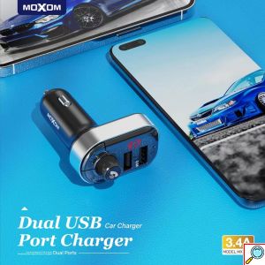 FM Transmitter Αυτοκινήτου με 2 Θύρες USB και Τροφοδοσία Ρεύματος Αναπτήρα Moxom