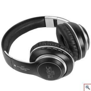 Ασύρματα & Ενσύρματα On-ear Bluetooth LED Ακουστικά - Super Bass Foldable Wireless Headphones Μαύρο
