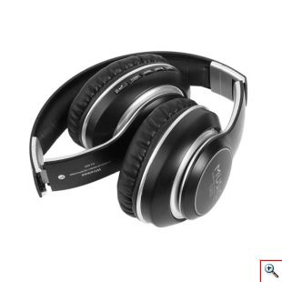 Ασύρματα & Ενσύρματα On-ear Bluetooth LED Ακουστικά - Super Bass Foldable Wireless Headphones Μαύρο
