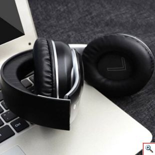 Ασύρματα & Ενσύρματα On-ear Bluetooth LED Ακουστικά - Super Bass Foldable Wireless Headphones Μαύρο