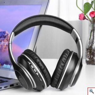 Ασύρματα & Ενσύρματα On-ear Bluetooth LED Ακουστικά - Super Bass Foldable Wireless Headphones Μαύρο