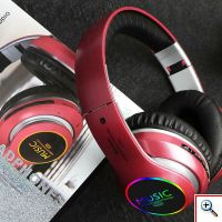 Ασύρματα & Ενσύρματα On-ear Bluetooth LED Ακουστικά - Super Bass Foldable Wireless Headphones Μαύρο