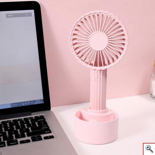 Μίνι USB Επαναφορτιζόμενος Φορητός Ανεμιστήρας με Βάση/Θήκη - Cactus Handheld Fan 