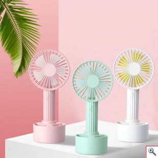 Μίνι USB Επαναφορτιζόμενος Φορητός Ανεμιστήρας με Βάση/Θήκη - Cactus Handheld Fan 