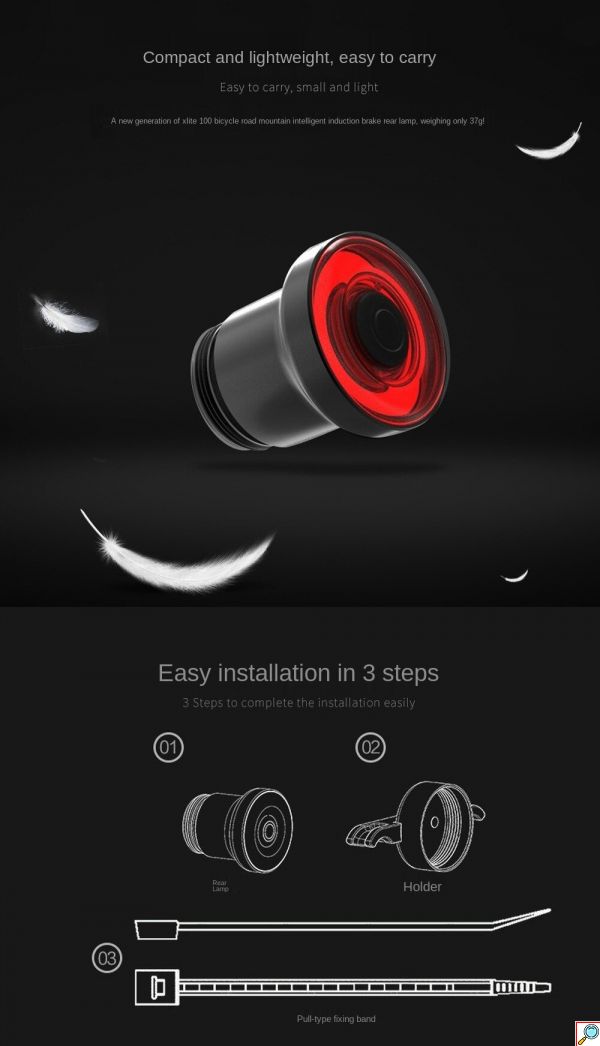 ENFITNIX LED Έξυπνο Επαναφορτιζόμενο Αδιάβροχο Οπίσθιο Φως Ποδηλάτου με Αισθητήρα Φρεναρίσματος & Αυτόματη Λειτουργία