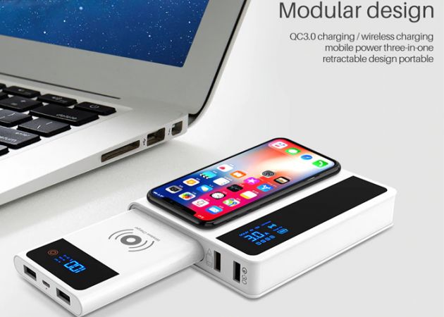 Φορτιστής Τροφοδοτικό Usb QC3.0 Με Powerbank & Ασύρματη Φόρτιση 5000mAh
